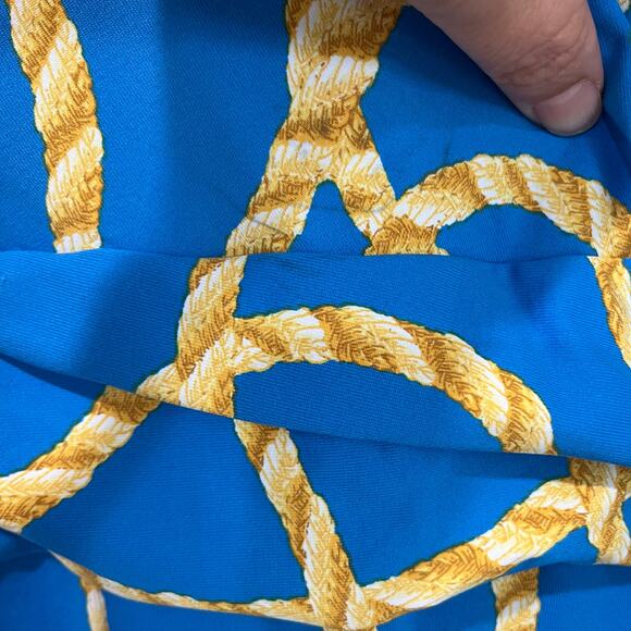 McLaughlin Blue Yellow Rope Print Wrap Dress Old Money Preppy Sz XS - Picture 7 of 10